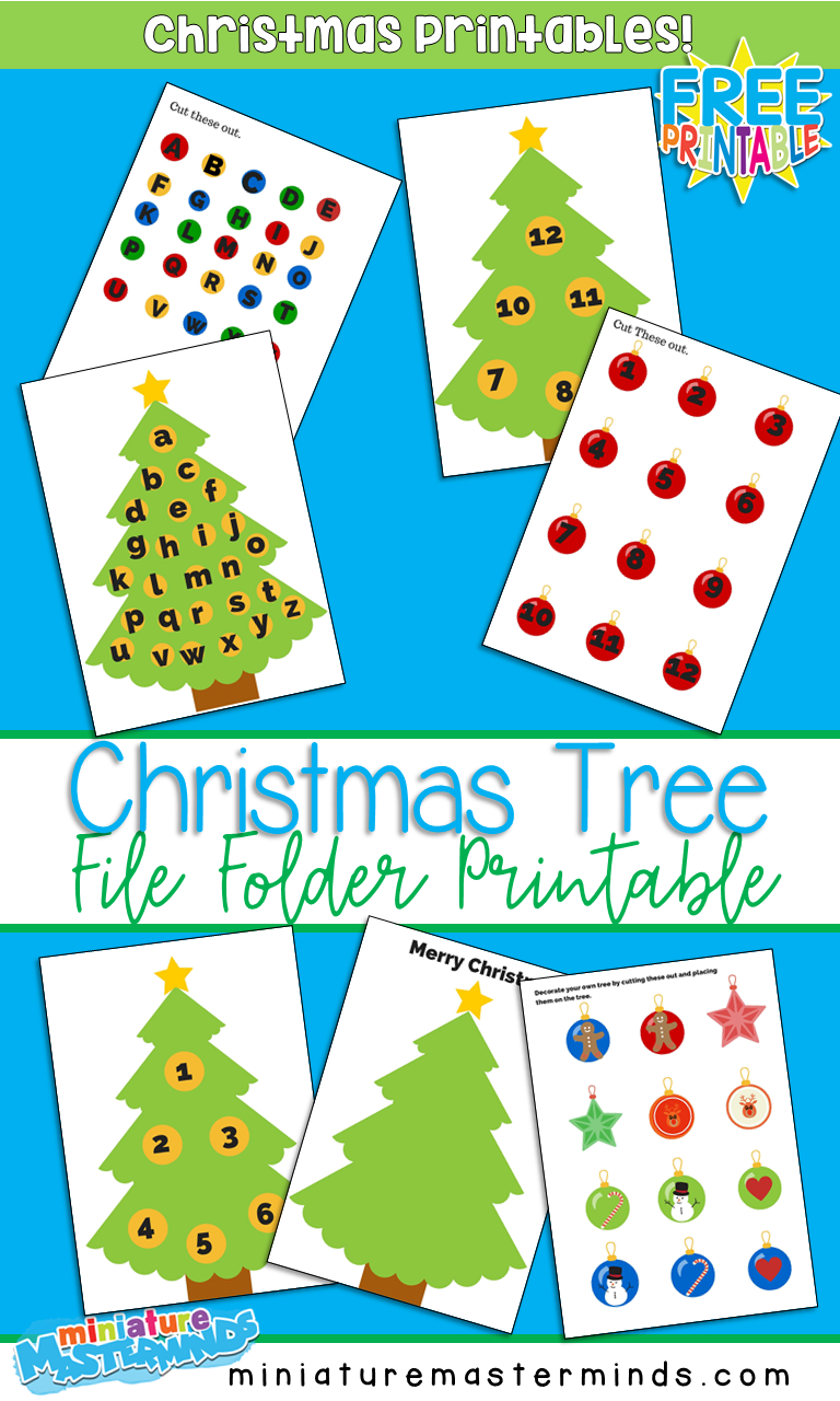 Decorate a Tree Free Printable Number and Letter Matching File Folder