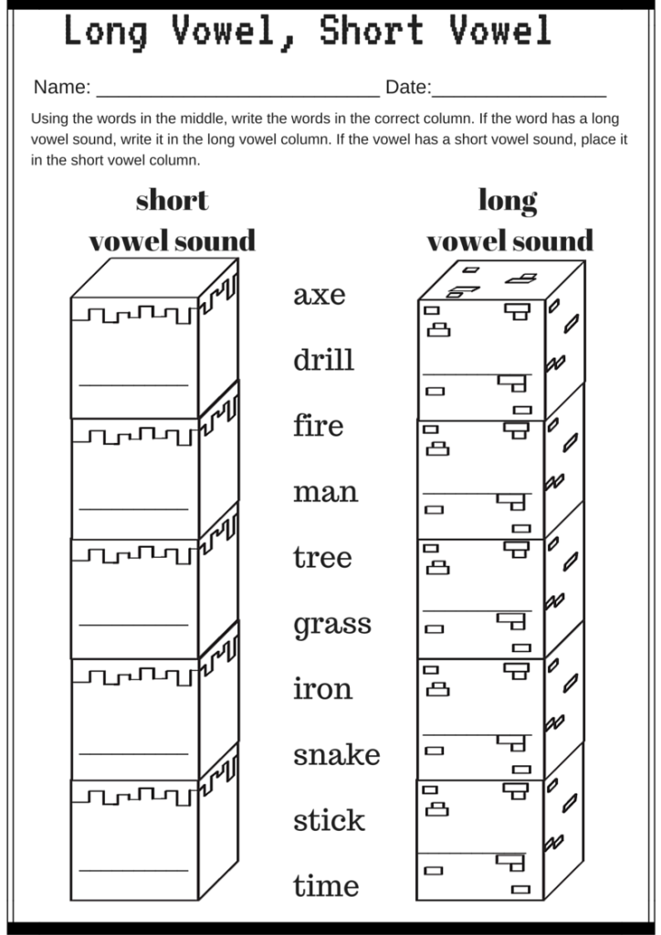 Printable Long And Short Vowel Sounds Worksheets