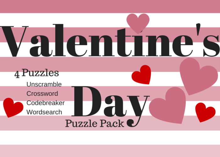 Free Valentine s Day Printable Puzzle Pack Word Search Code Breaker 