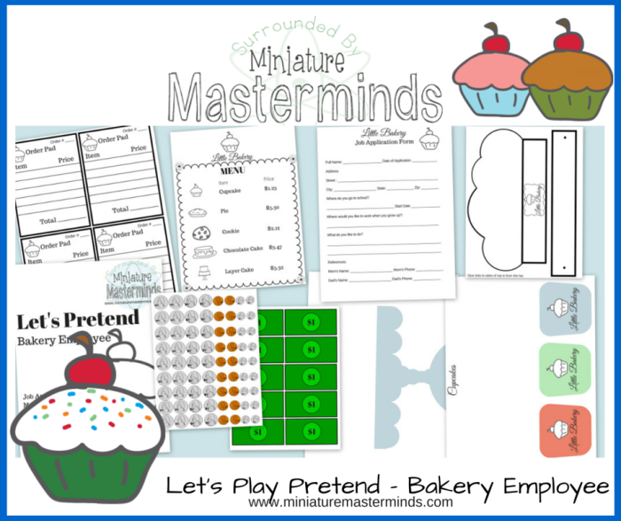 Let S Play Pretend Bakery Employee Free Printable Dramatic Play Pack Miniature Masterminds