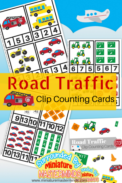 #Free Printable Road Traffic Clip Counting Cards 1-12 – Miniature ...