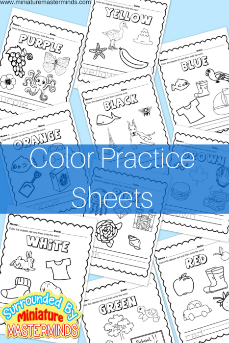 Free Printable Color Practice Sheets Miniature Masterminds