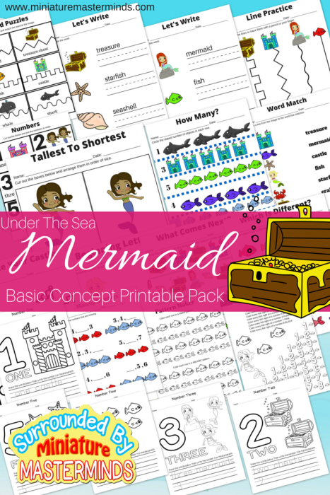 Under The Sea Mermaid Basic Concept Printable Pack