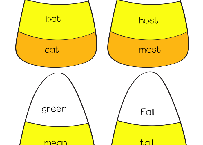 Preschool Kindergarten Candy Corn Rhyming Free Printable Activity For Halloween Miniature