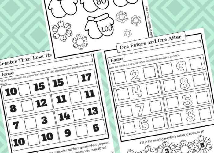 3 First Grade Winter Math Worksheets Greater Than, Less Than, or Equal