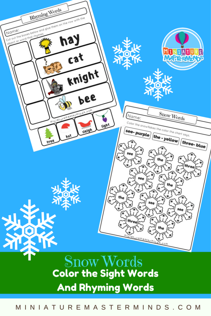 Snow Words 2 Printable First Grade Worksheets Color the Sight Words And