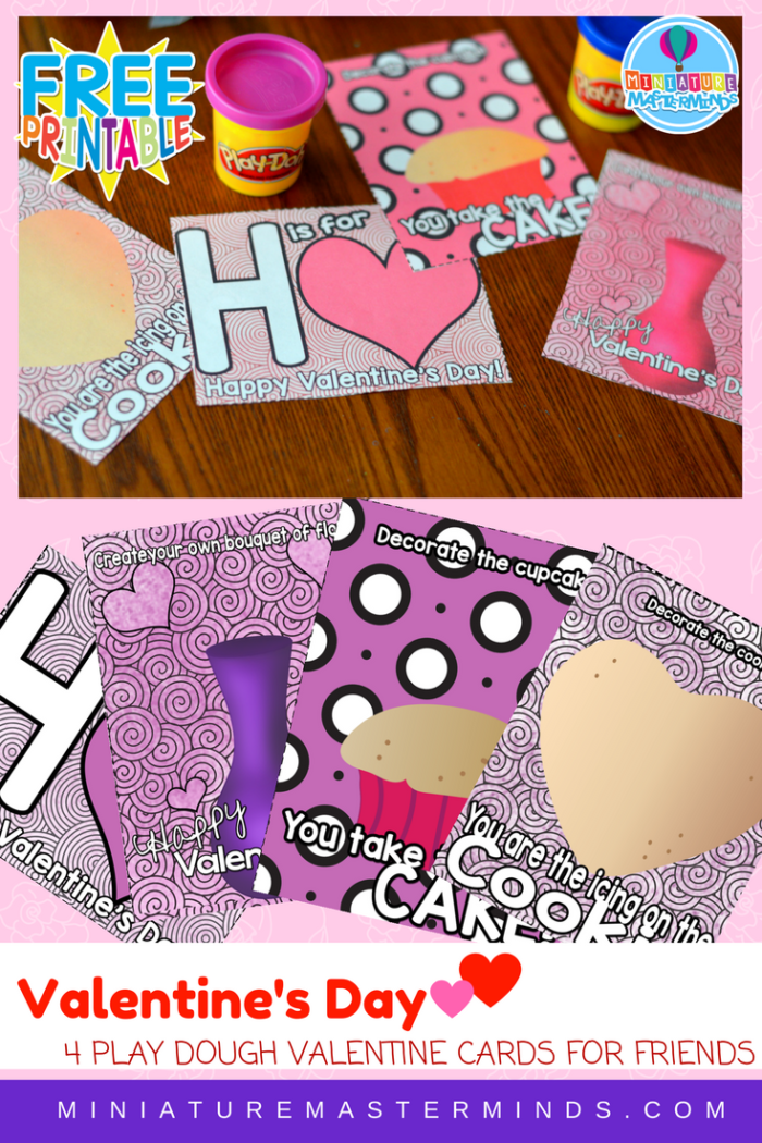 4 Printable Valentine Day Play Dough Valentine Cards Miniature Masterminds