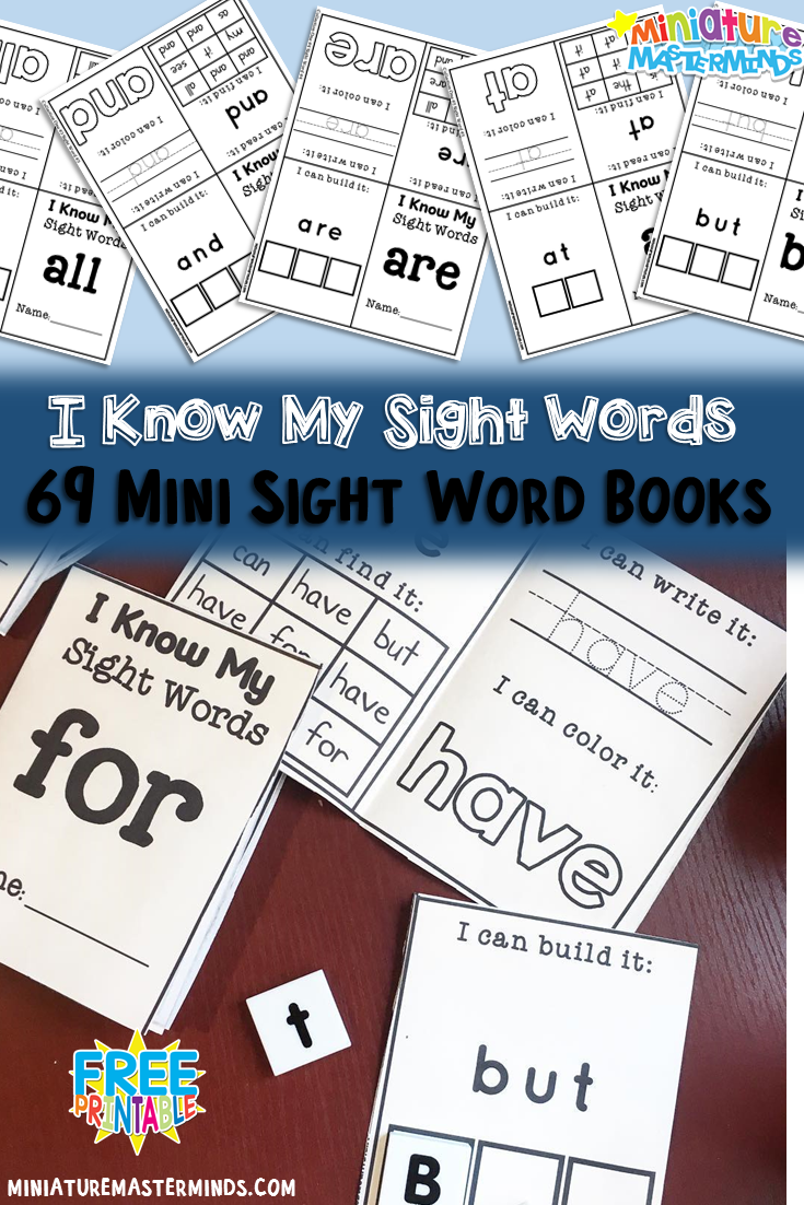 Sight Word Practice For Kindergarten And First Grade Mini Books Set 1 