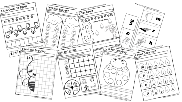 Free Printable Spring No Prep Kindergarten 130+ Page Worksheet Book