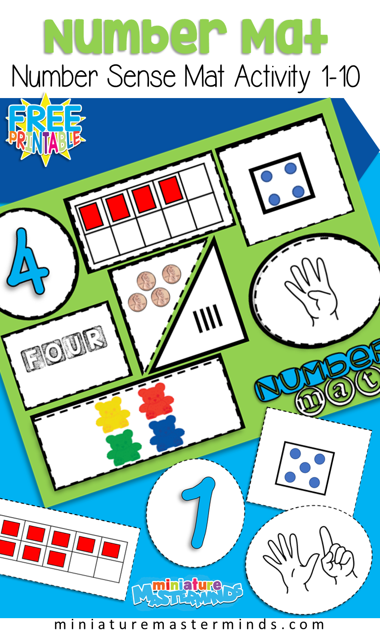 Free Printable Number Sense Number Mats From 1 to 10 Preschool and