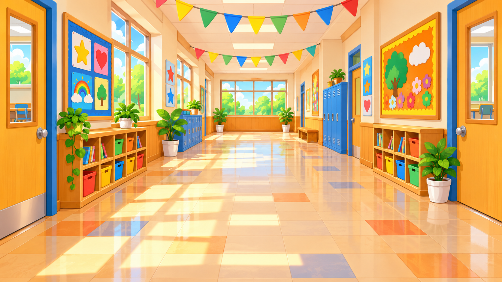 Bright school library