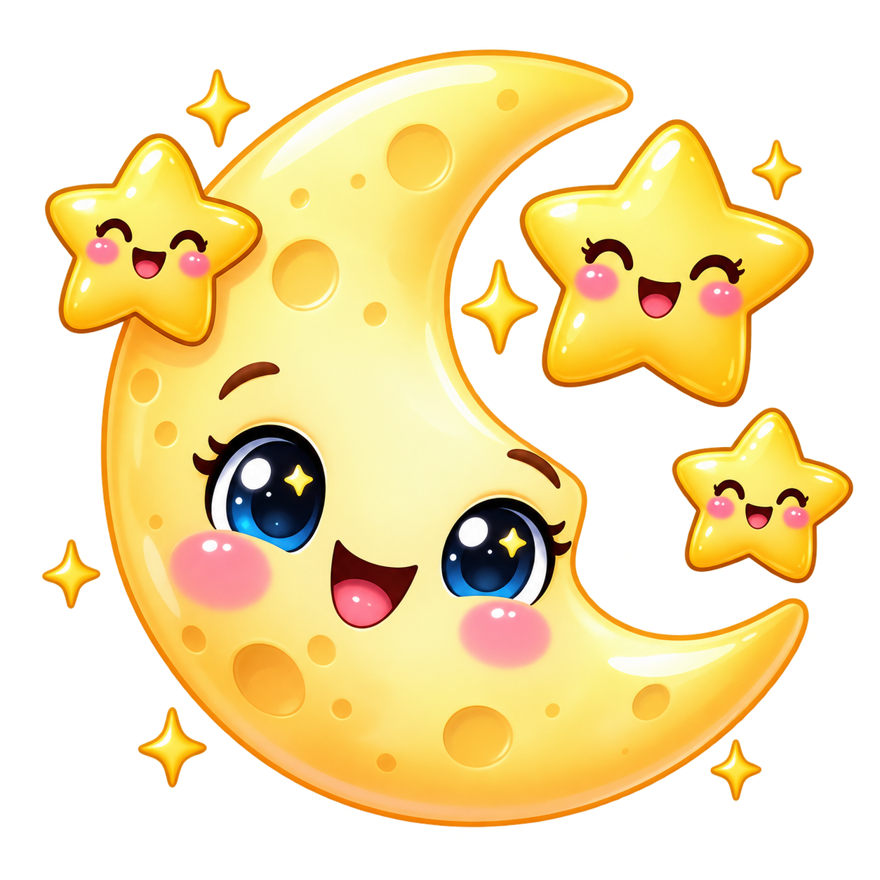 Moon and stars