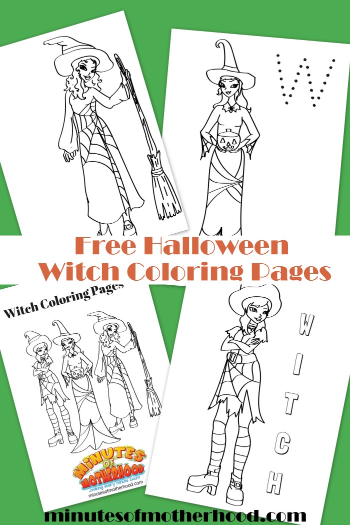 Free Halloween Witch Coloring Pages – W is for Witch – Miniature ...