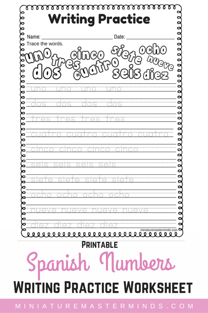 Numbers In English And Spanish Worksheet