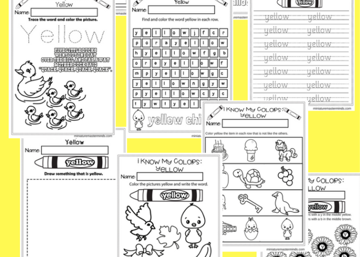 I Know My Colors Series Yellow Free Printable No Prep 9 Page Workbook ...