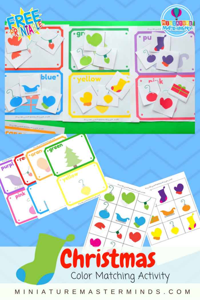 christmas color matching activity for preschoolers and toddlers