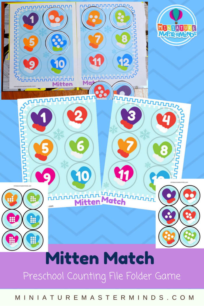 mitten match preschool printable file folder activity 25 days of