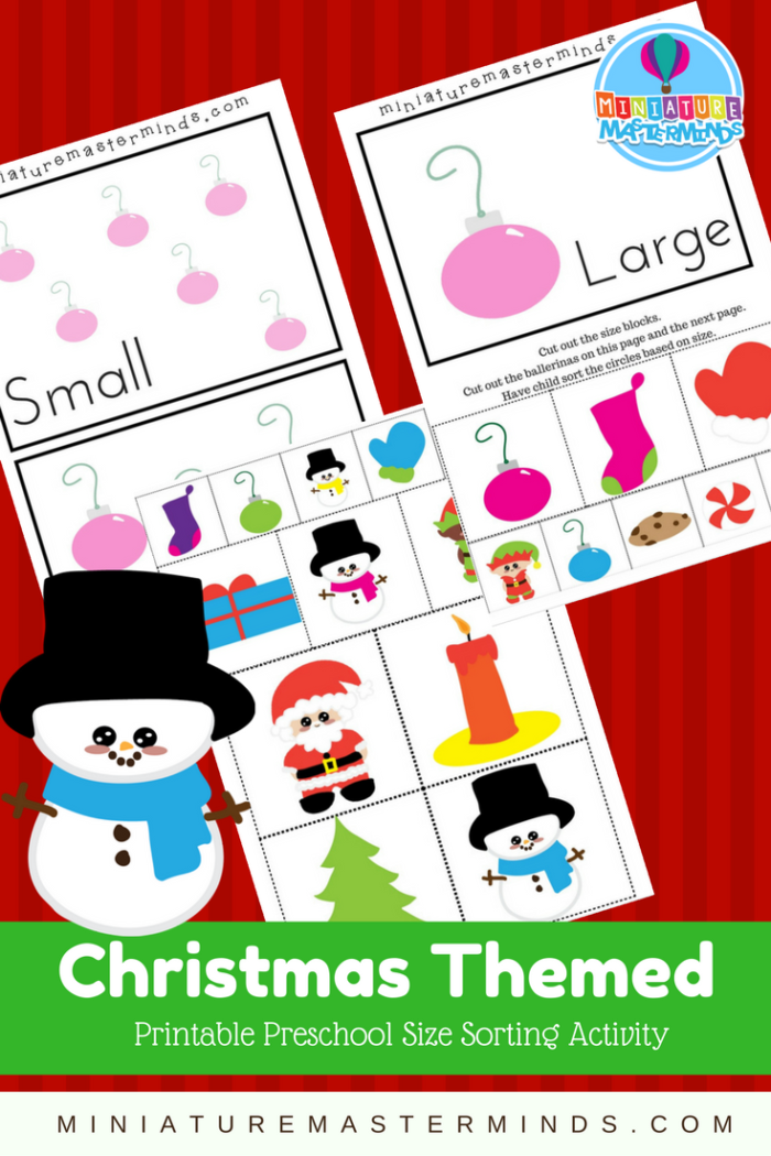 Christmas Themed Printable Preschool Size Sorting Activity Miniature Masterminds