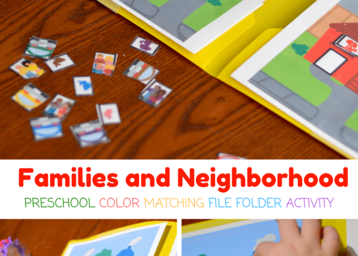 Families and Neighborhood Preschool Color Match File Folder Activity ...