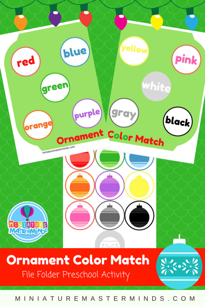 Download Ornament Color Matching Preschool File Folder Game - Miniature Masterminds