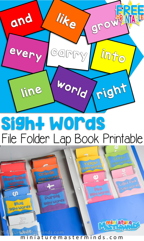 Rainbow Sight Words File Folder Flash Cards For Kindergarten Free ...