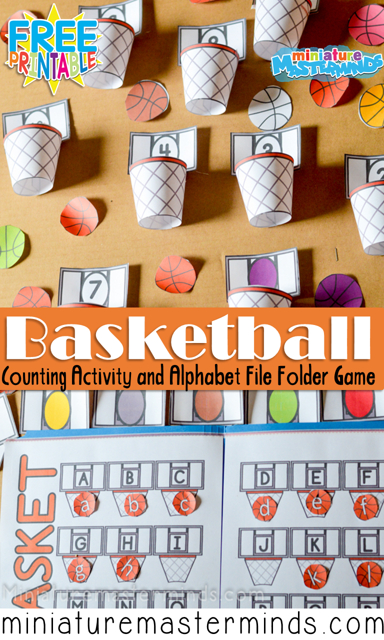 Basket Ball Preschool Counting And Colors Activity With Alphabet Match 