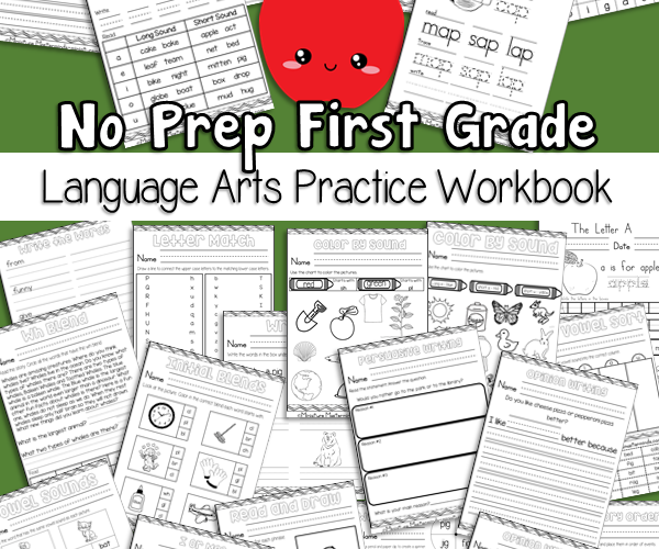 first grade language arts practice no prep worksheet workbook 150 page