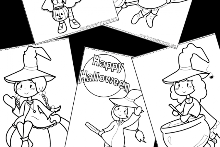 Free Printable Cute Witches Coloring Pages – Miniature Masterminds