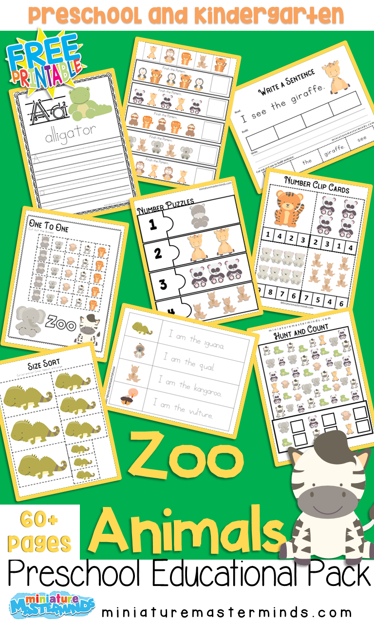 Zoo Animals Preschool Educational Pack – Miniature Masterminds