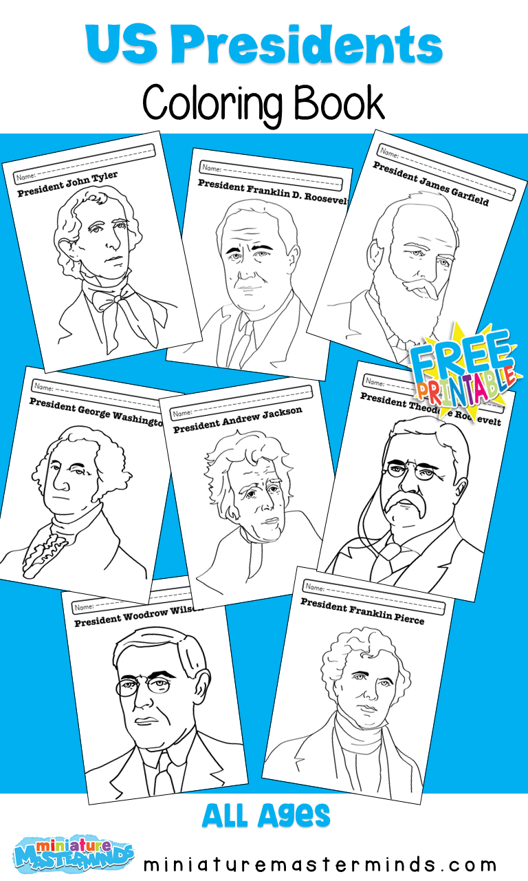 Free Printable US Presidents Coloring Book – Miniature Masterminds